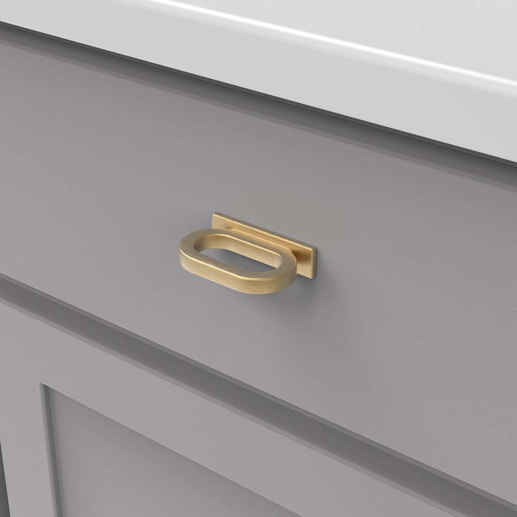 BELWITH KEELER Corsa Ring Handle Cabinet Pulls in Brushed Golden Brass 1" B078784BGB Mounted