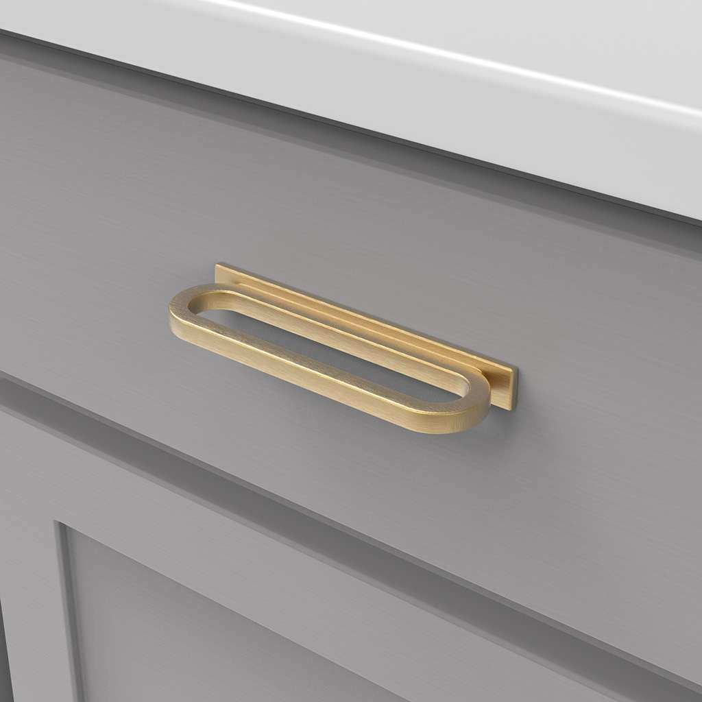 BELWITH KEELER Corsa Ring Handle Cabinet Pulls in Brushed Golden Brass 3" 96mm B078785BGB Mounted