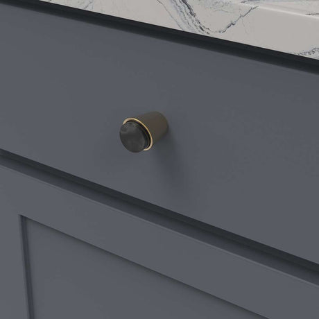 BELWITH KEELER Firenze 1-1/4" Diameter Cabinet Knob in Black and Brushed Golden Brass B077038MB-BGB Mounted