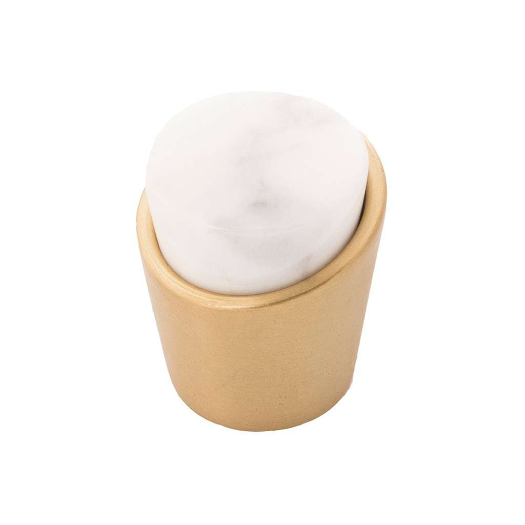 BELWITH KEELER Firenze 1-1/4" Diameter Cabinet Knob in White and Brushed Golden Brass B077038MW-BGB