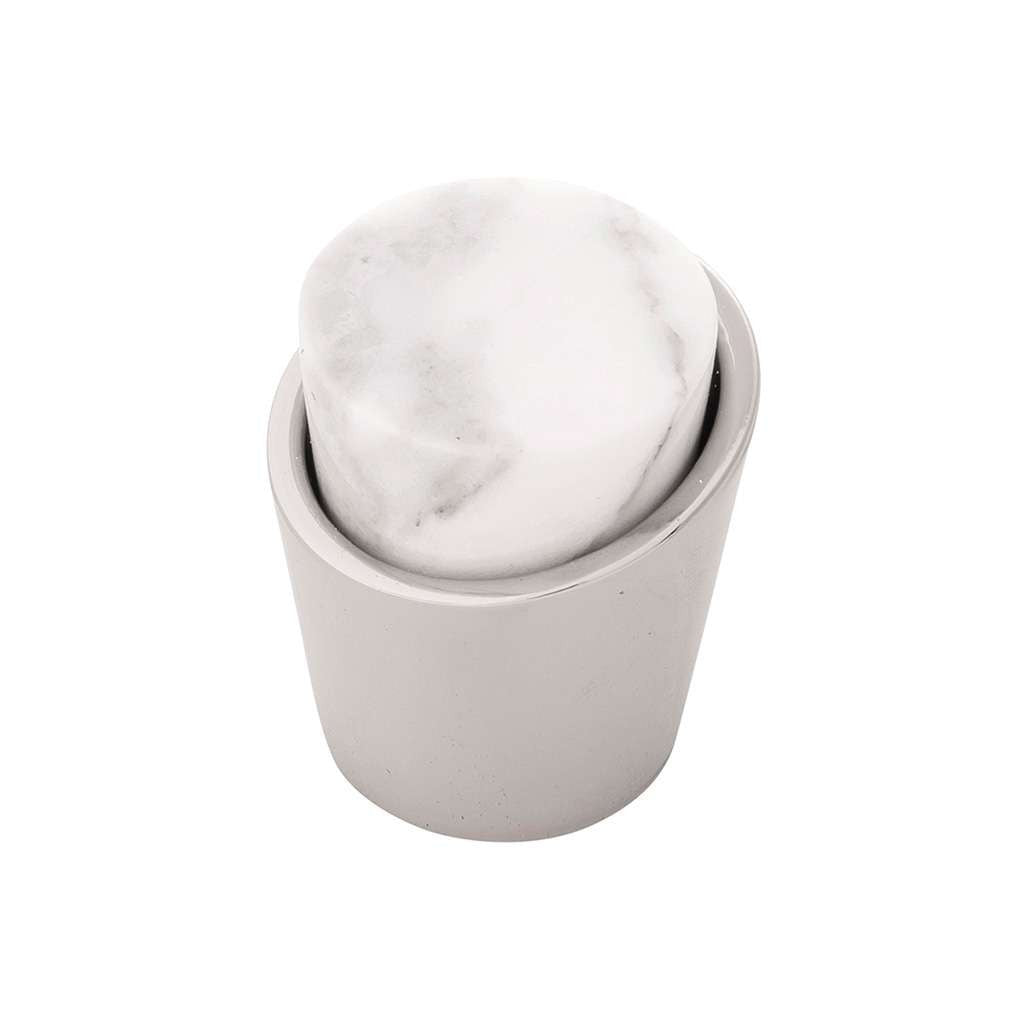 BELWITH KEELER Firenze 1-1/4" Diameter Cabinet Knob in White and Polished Nickel B077038MW-14