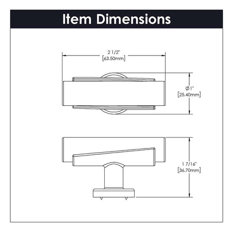 BELWITH KEELER Firenze Bar Cabinet Knob in Black and Brushed Golden Brass 2-1/2" B077041MB-BGB Specs