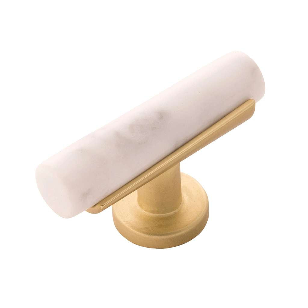BELWITH KEELER Firenze Bar Cabinet Knob in White and Brushed Golden Brass 2-1/2" B077041MW-BGB