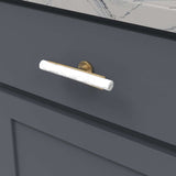 BELWITH KEELER Firenze Bar Cabinet Knob in White and Brushed Golden Brass 5" B077044MW-BGB Mounted