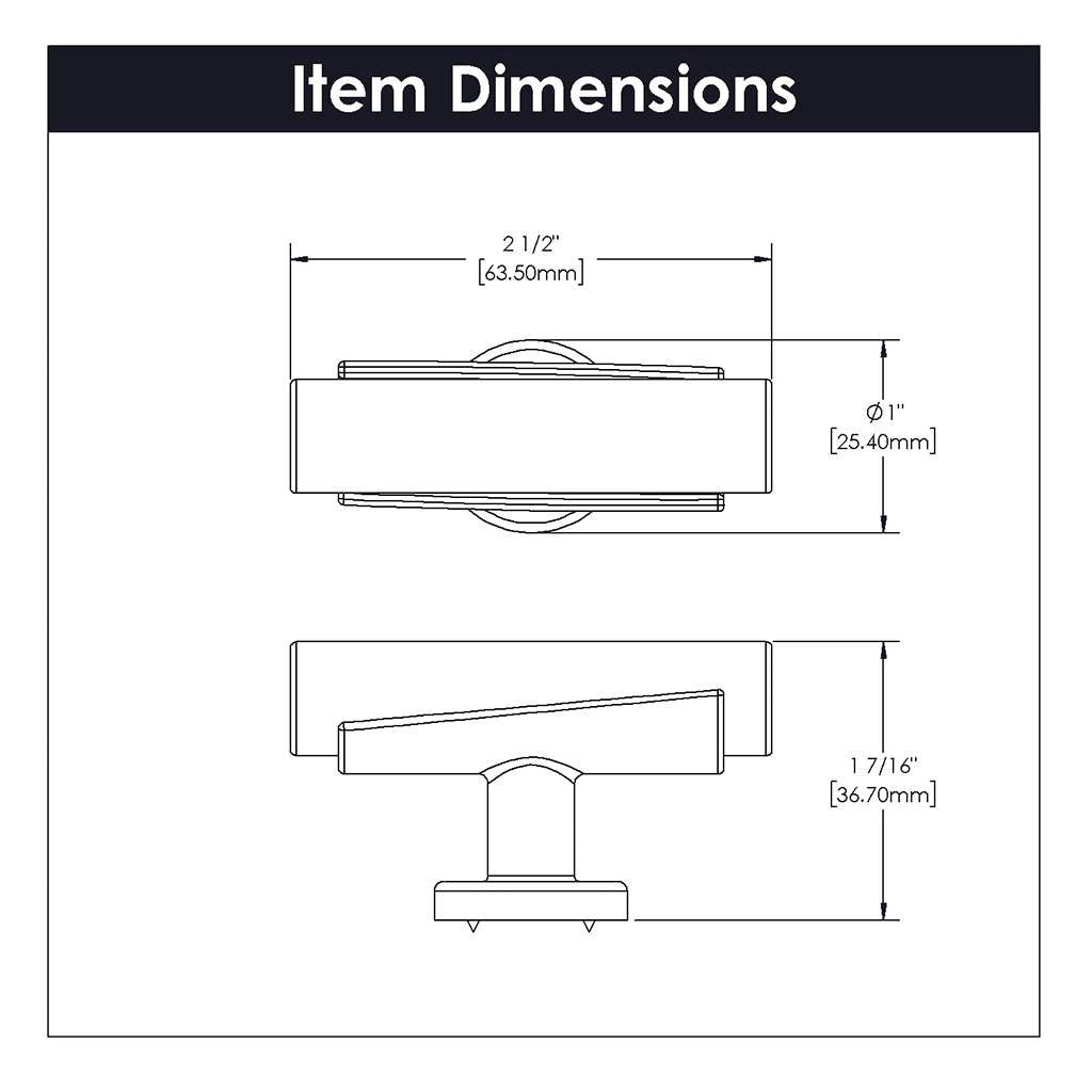 BELWITH KEELER Firenze Bar Cabinet Knob in White and Matte Black 2-1/2" B077041MW-MB Specs