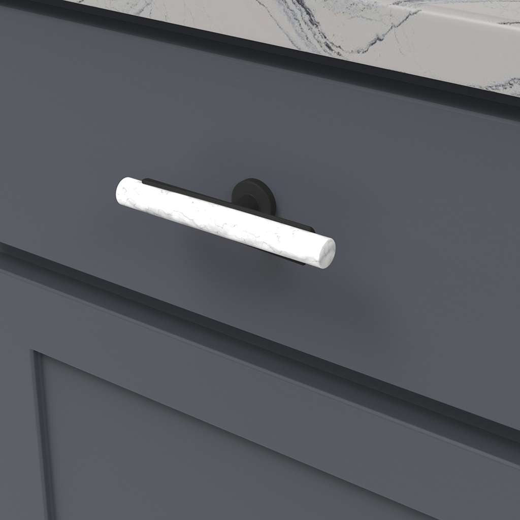 BELWITH KEELER Firenze Bar Cabinet Knob in White and Matte Black 5" B077044MW-MB Mounted