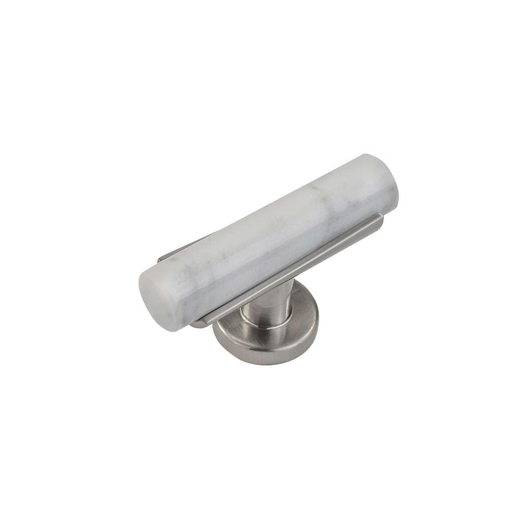 BELWITH KEELER Firenze Bar Cabinet Knob in White and Satin Nickel 2-1/2" B077041MW-SN