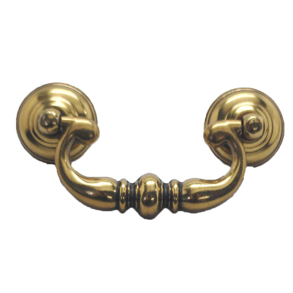 BELWITH Manor House 3" Centers Drop Bail Pull in Lancaster Brass P8111-LP Front View