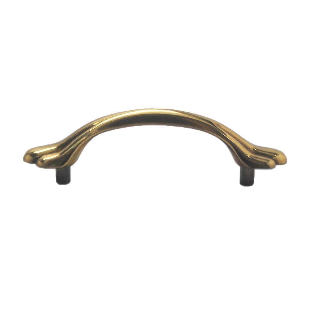 Belwith Newport 3" Centers Handle Cabinet Pull in Polished Brass P539-PB Side View