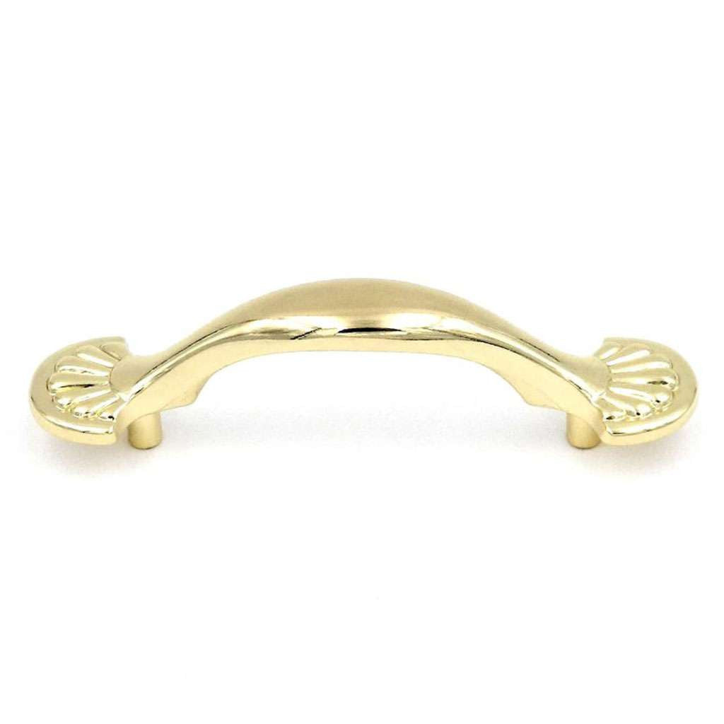 Belwith Newport 3" Centers Handle Pull in Polished Brass P538-PB Side View