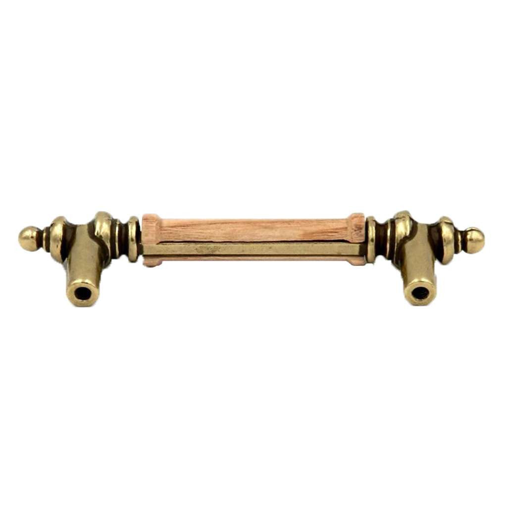 BELWITH Oakheart 3" Centers Oak Handle Cabinet Pull in Antique Brass P457-OAK Back View