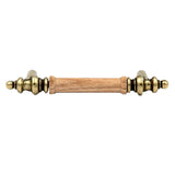 BELWITH Oakheart 3" Centers Oak Handle Cabinet Pull in Antique Brass P457-OAK Front View