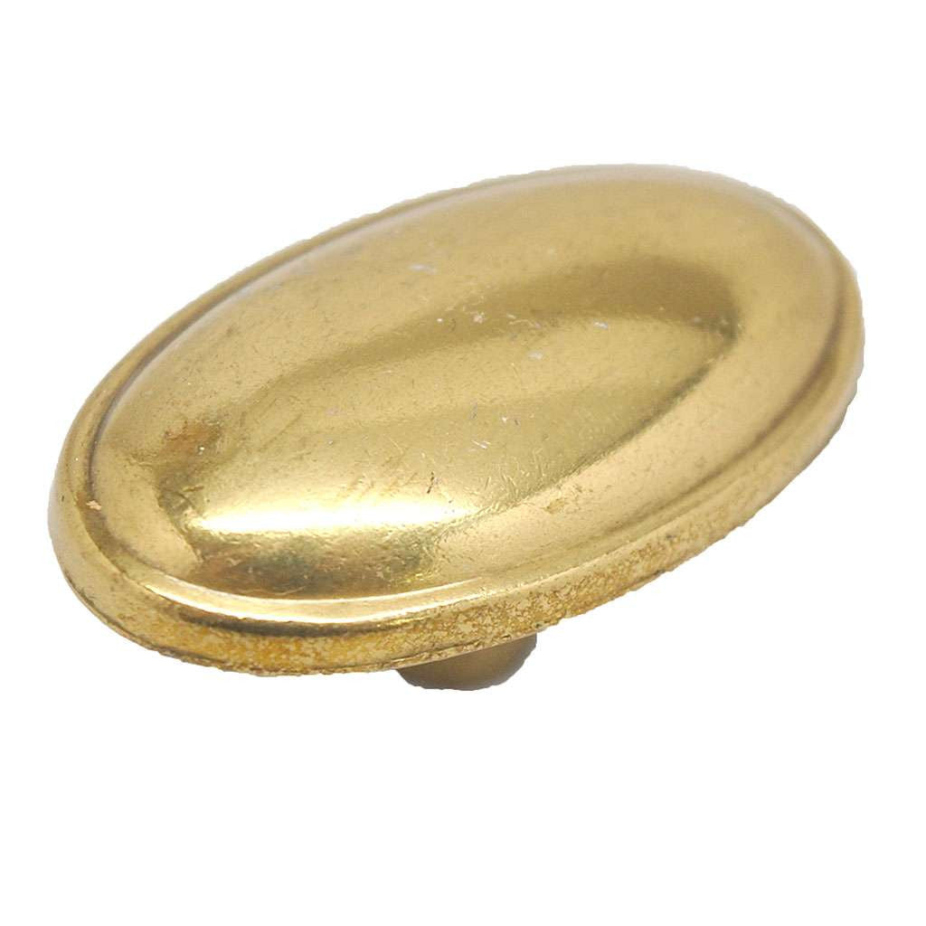 BELWITH Polished Accents 1-7/16" Length Oval Cabinet Knob in Ultra Brass P212-UB