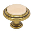 BELWITH Tranquility 1-1/4" Diameter Cabinet Knob in Antique Brass and Almond P417-AD