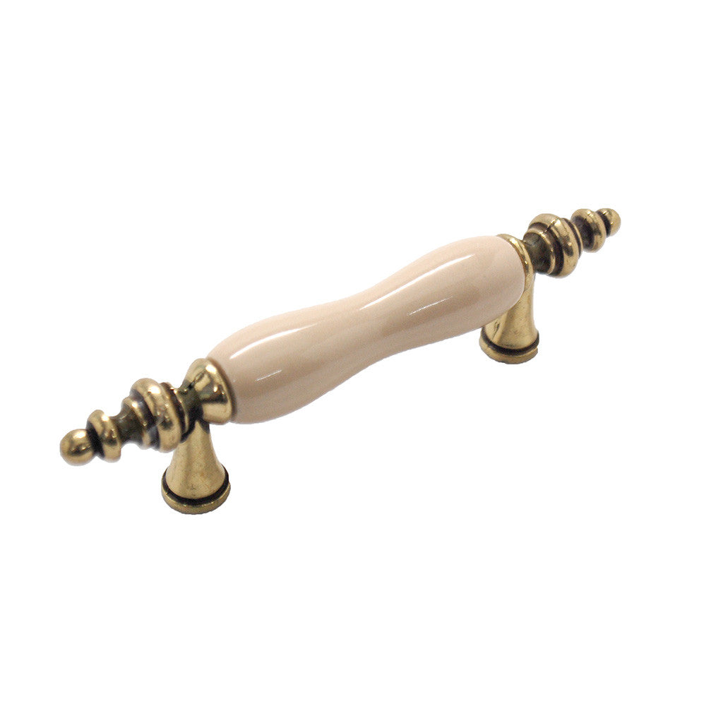 BELWITH Tranquility 3" Centers Handle Pull in Antique Brass and Almond P733-AD