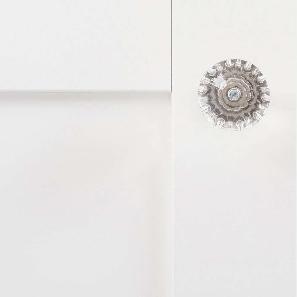 HICKORY Crystal Palace 1-1/4" Diameter Cabinet Knob in Clear and Polished Nickel HH74689-CA14 Front View