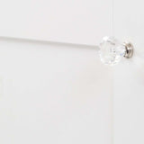 HICKORY Crystal Palace 1-1/4" Diameter Cabinet Knob in Clear and Polished Nickel HH74689-CA14 on White