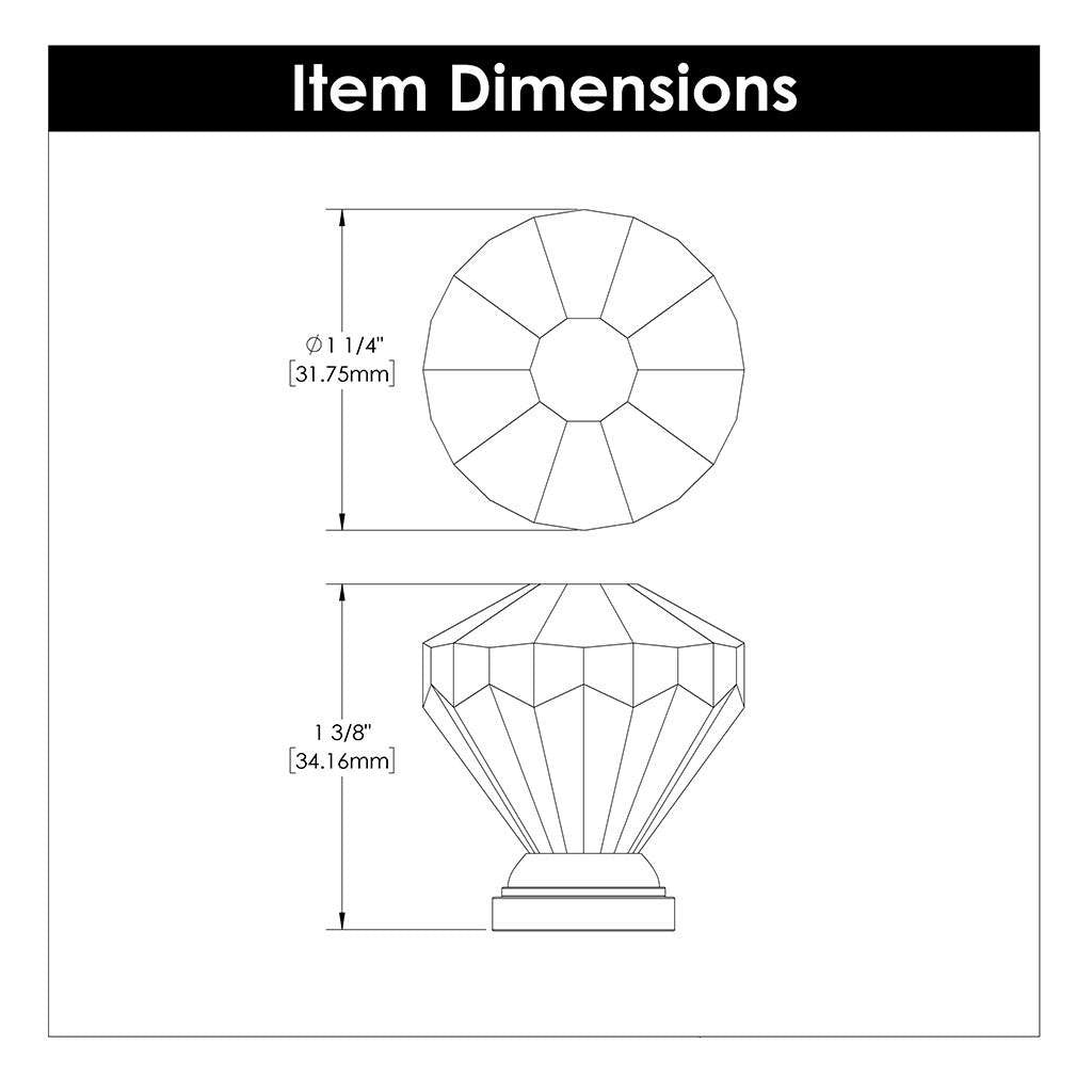 HICKORY Crystal Palace 1-1/4" Diameter Cabinet Knob in Clear and Polished Nickel HH74689-CA14 Specs