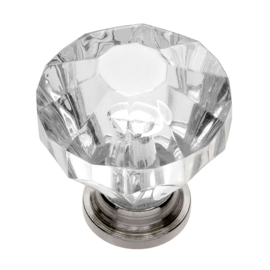 HICKORY Crystal Palace 1-1/4" Diameter Cabinet Knob in Clear and Polished Nickel HH74689-CA14