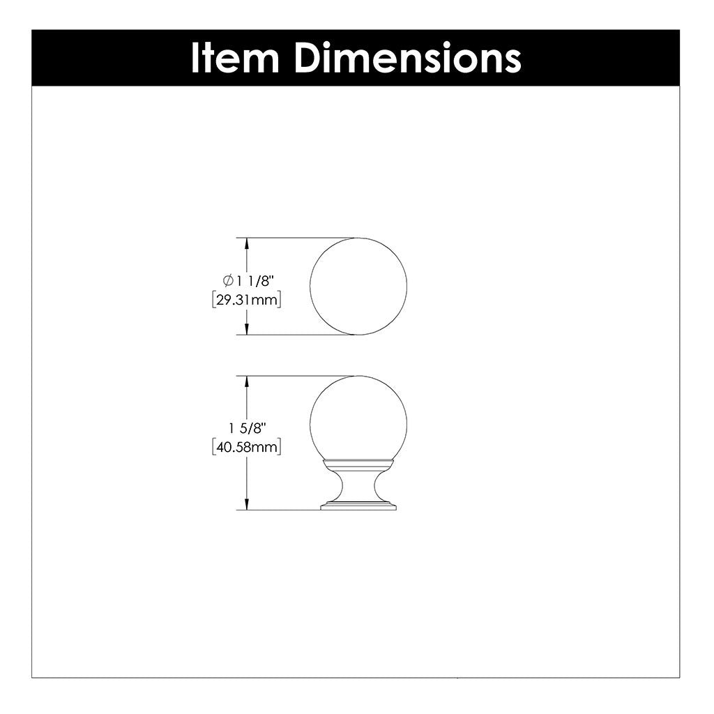 HICKORY Crystal Palace 1-1/4" Diameter Glass Ball Cabinet Knob in Clear and Chrome HH075809-GLCH Specs