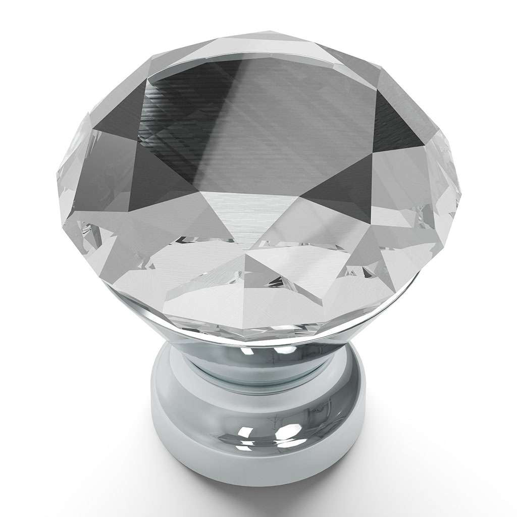 HICKORY Crystal Palace 1-1/4" Diameter Glass Cabinet Knob in Clear and Chrome HH075855-GLCH