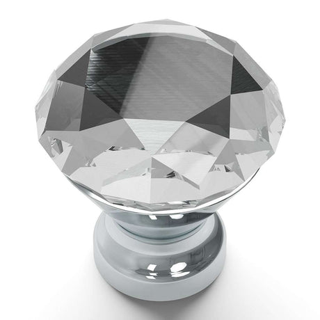 HICKORY Crystal Palace 1-1/4" Diameter Glass Cabinet Knob in Clear and Chrome HH075855-GLCH