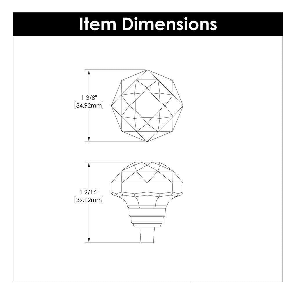 HICKORY Crystal Palace 1-1/4" Diameter Glass Cabinet Knob in Pink and Chrome HH075854-GLCH Specs