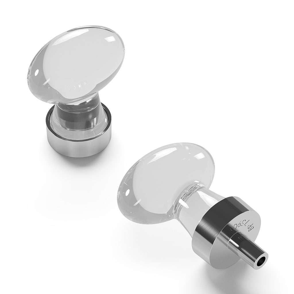HICKORY Crystal Palace 1-1/4" Length Glass Oval Cabinet Knob in Clear and Satin Nickel HH075852-GLSN Display