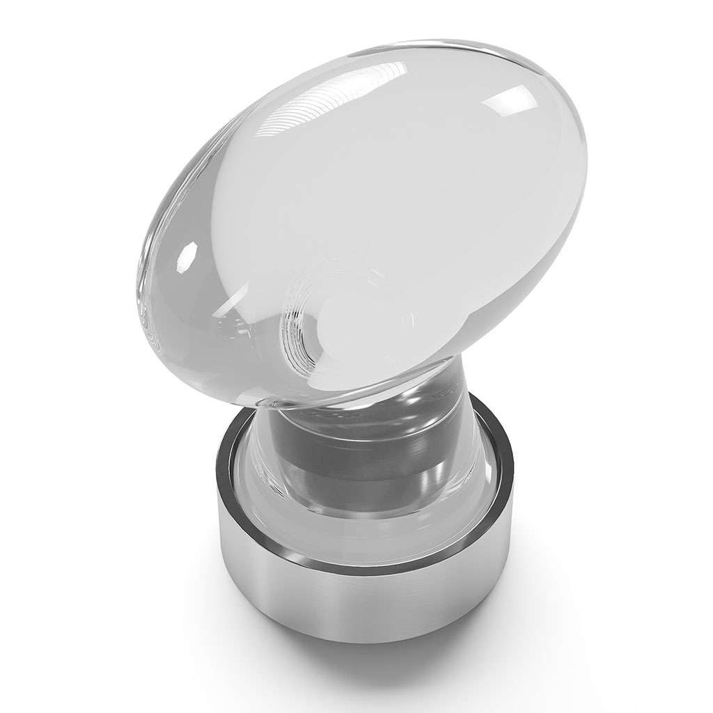 HICKORY Crystal Palace 1-1/4" Length Glass Oval Cabinet Knob in Clear and Satin Nickel HH075852-GLSN