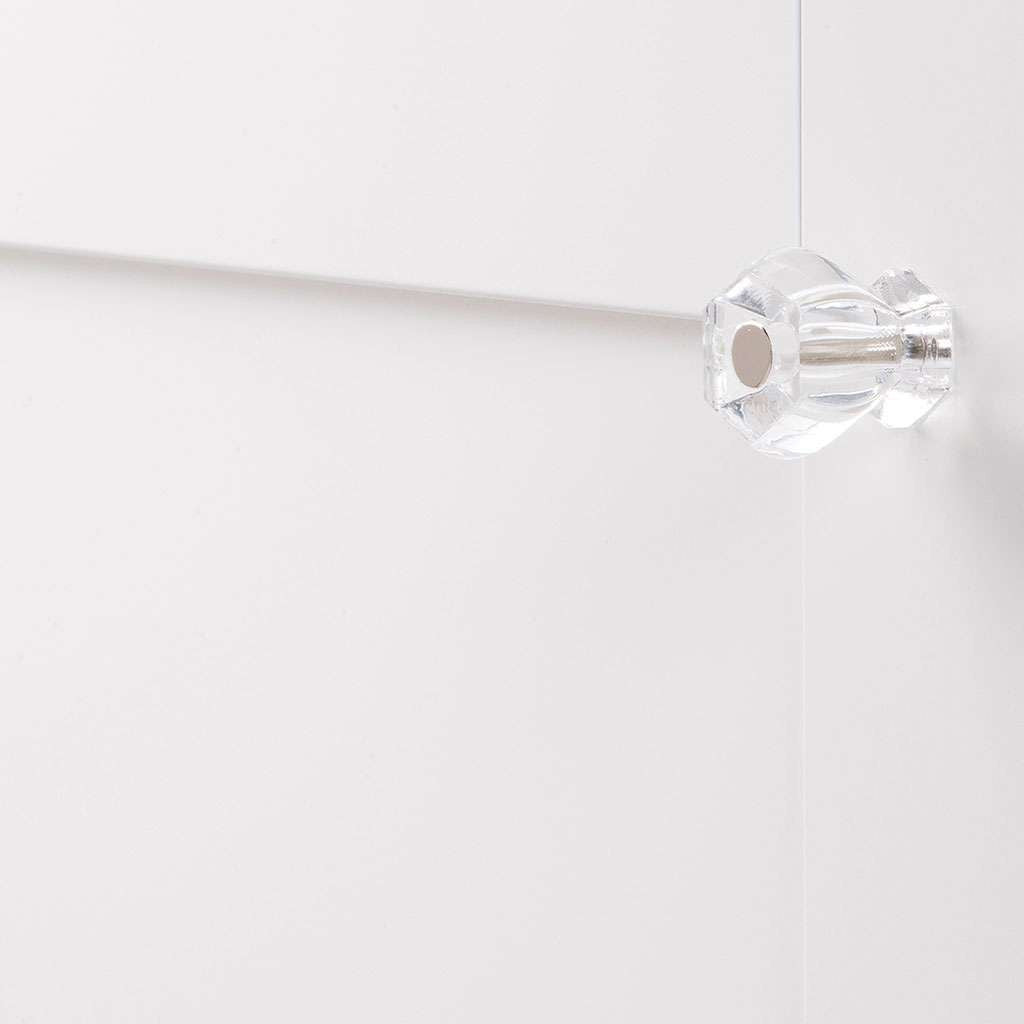 HICKORY Crystal Palace 1-3/16" Diameter Cabinet Knob in Clear and Polished Nickel HH74688-CA14 on White