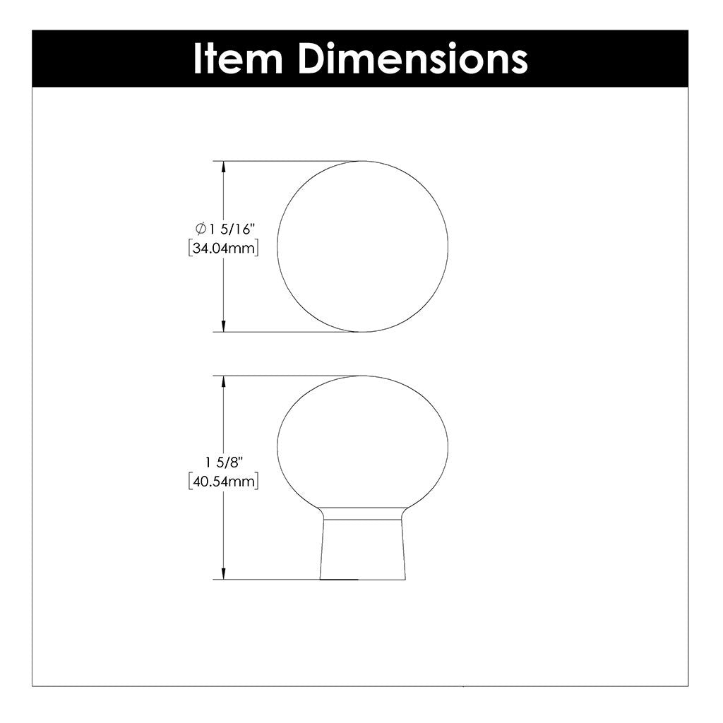 HICKORY Crystal Palace 1-3/8" Diameter Glass Ball Cabinet Knob in Clear and Satin Nickel HH075853-GLSN Specs