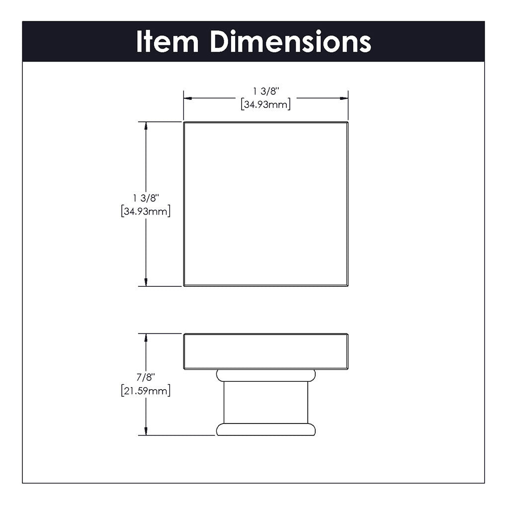 HICKORY Crystal Palace 1-3/8" Length Square Cabinet Knob in Clear and Matte Black H079525-CAMB Specs