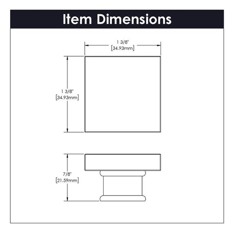 HICKORY Crystal Palace 1-3/8" Length Square Cabinet Knob in Clear and Matte Black H079525-CAMB Specs