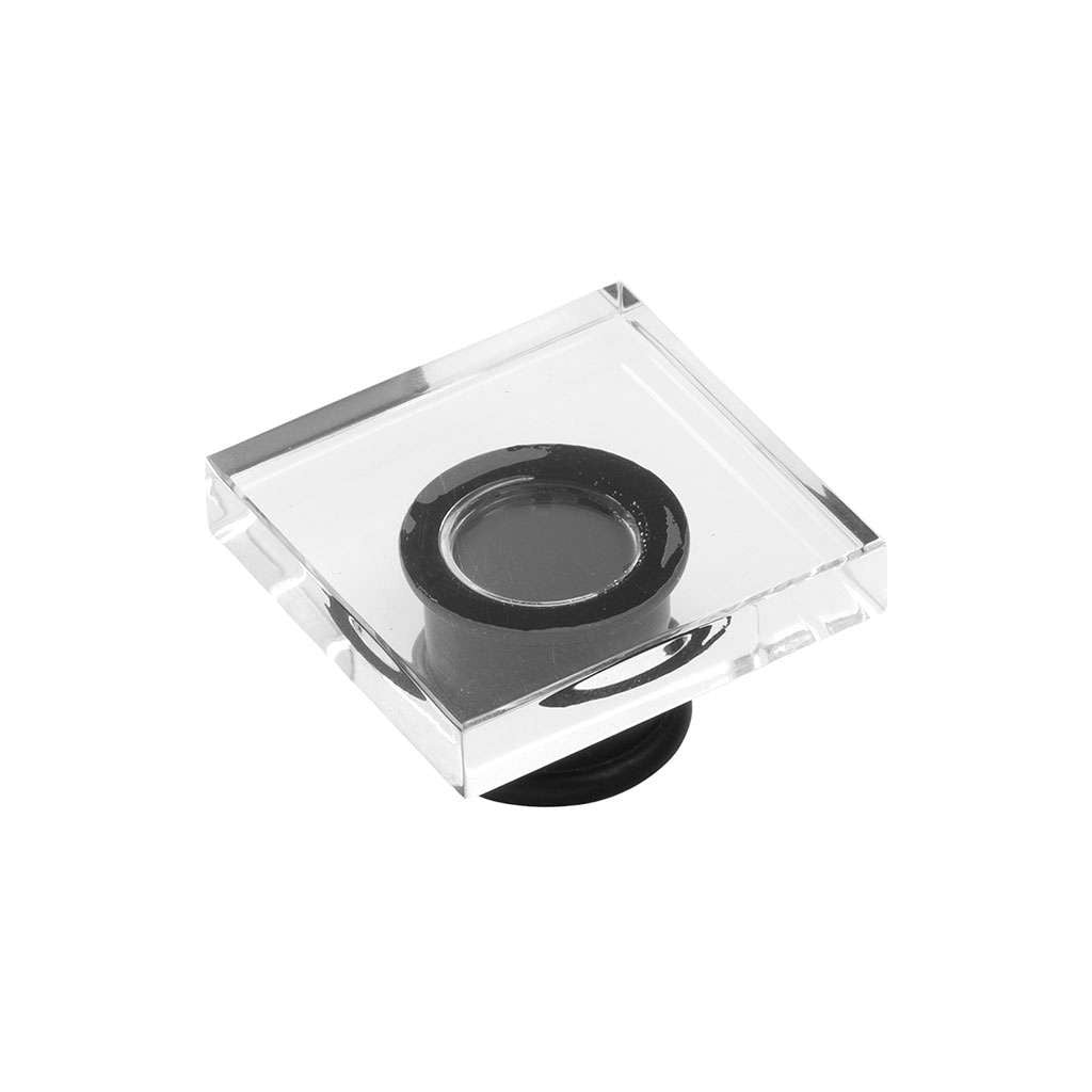 HICKORY Crystal Palace 1-3/8" Length Square Cabinet Knob in Clear and Matte Black H079525-CAMB