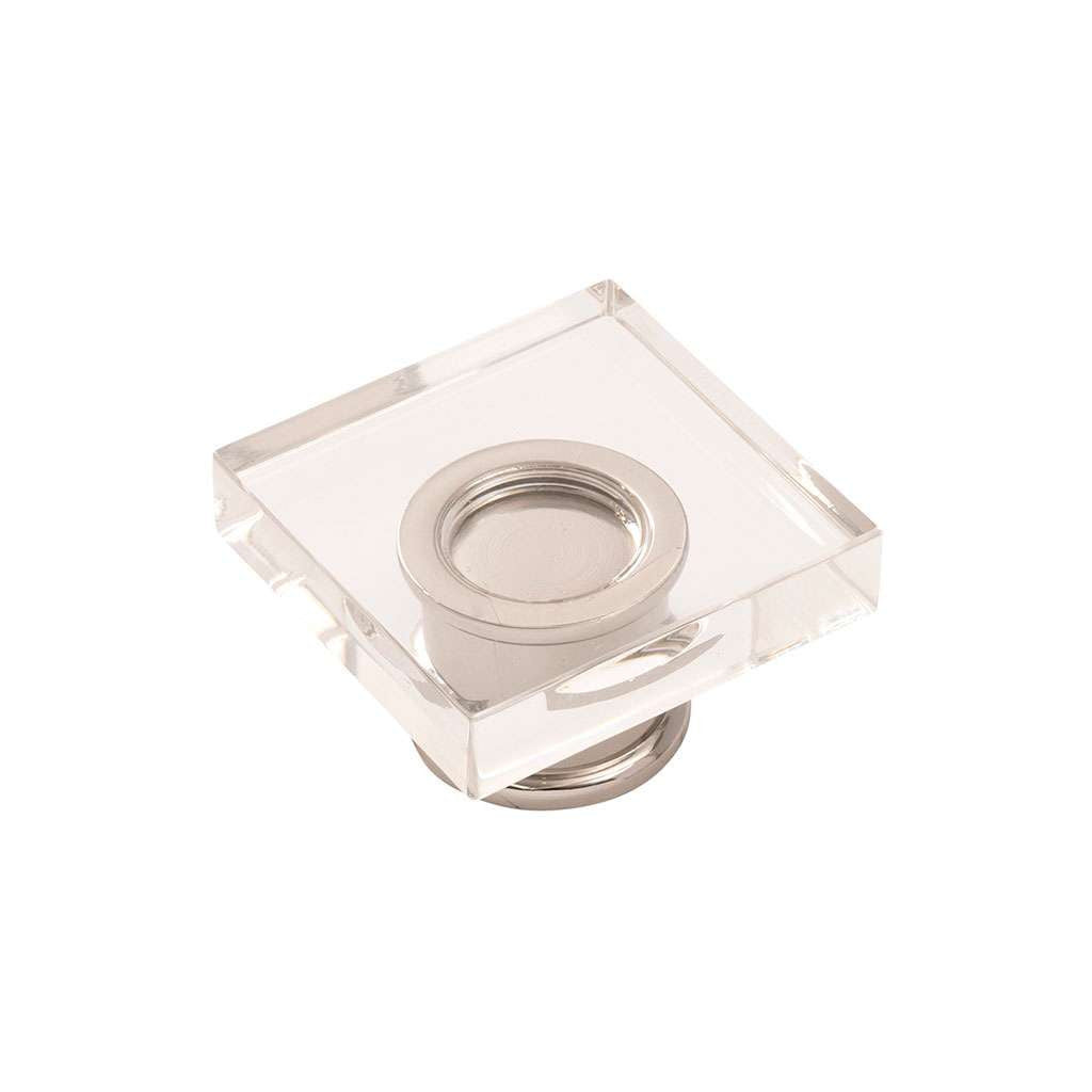 HICKORY Crystal Palace 1-3/8" Length Square Cabinet Knob in Clear and Polished Nickel H079525-CA14