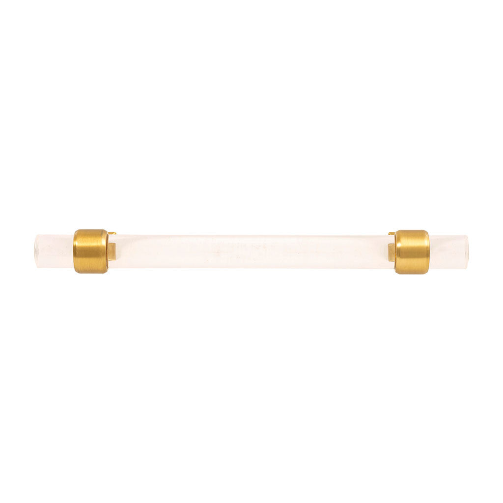 HICKORY Crystal Palace Handle Cabinet Pulls in Brushed Golden Brass and Clear 128mm H079519-CABGB Front View