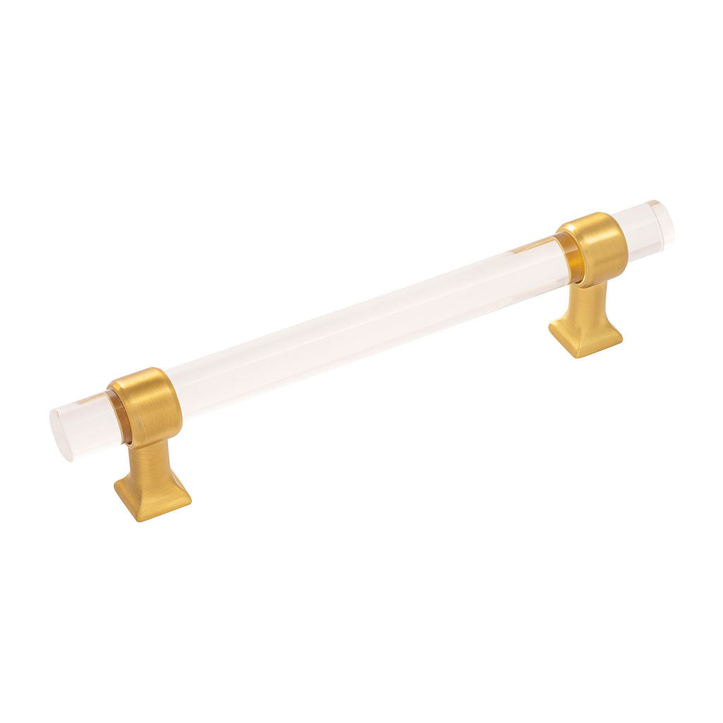HICKORY Crystal Palace Handle Cabinet Pulls in Brushed Golden Brass and Clear 128mm H079519-CABGB