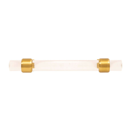 HICKORY Crystal Palace Handle Cabinet Pulls in Brushed Golden Brass and Clear 96mm H079518-CABGB Front View