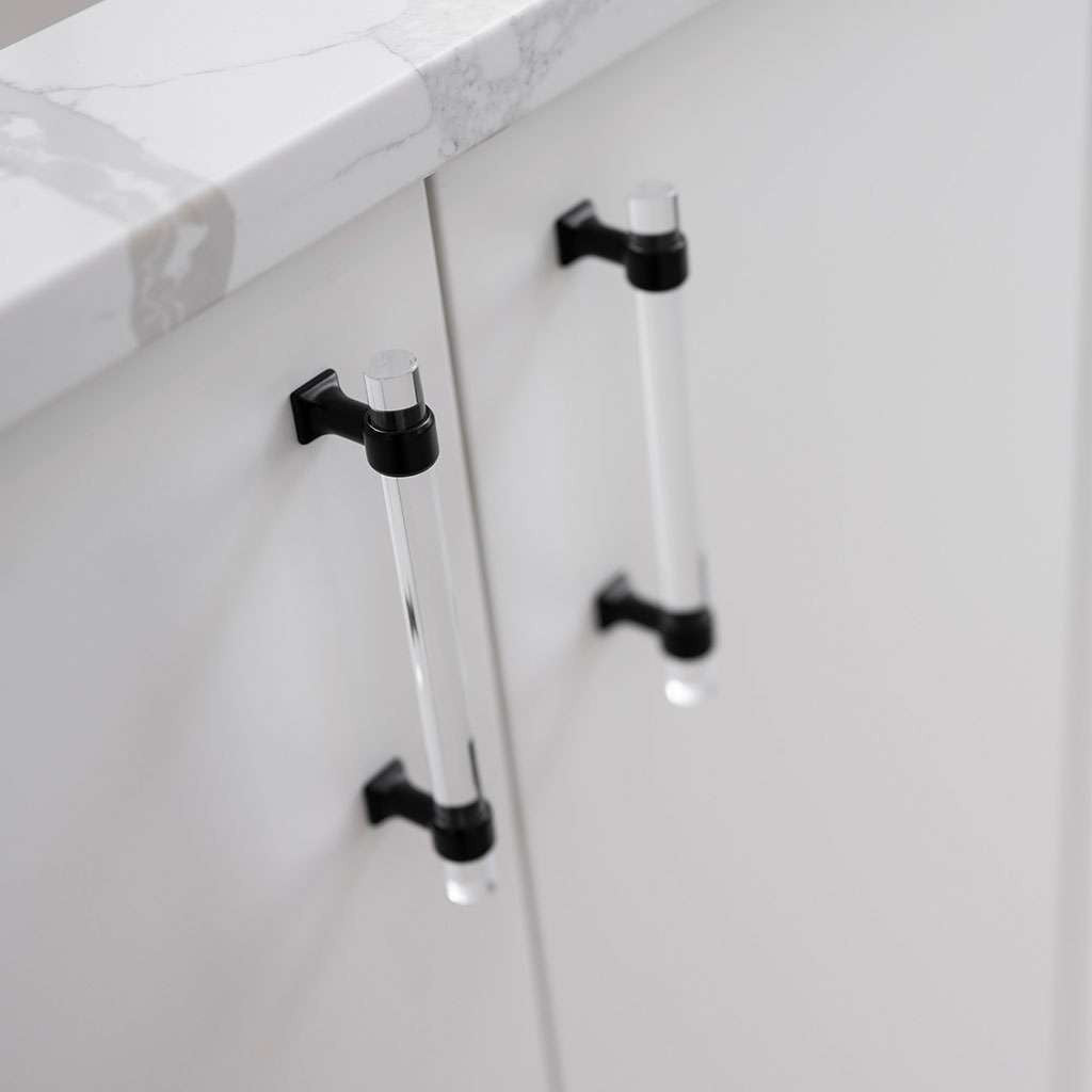 HICKORY Crystal Palace Handle Cabinet Pulls in Matte Black and Clear 128mm H079519-CAMB Mounted
