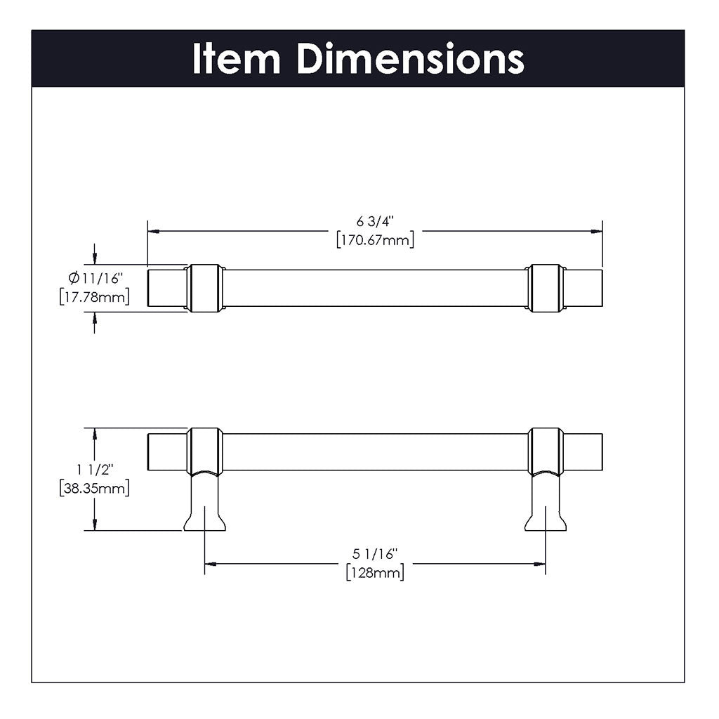 HICKORY Crystal Palace Handle Cabinet Pulls in Matte Black and Clear 128mm H079519-CAMB Specs