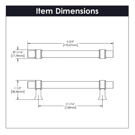 HICKORY Crystal Palace Handle Cabinet Pulls in Matte Black and Clear 128mm H079519-CAMB Specs