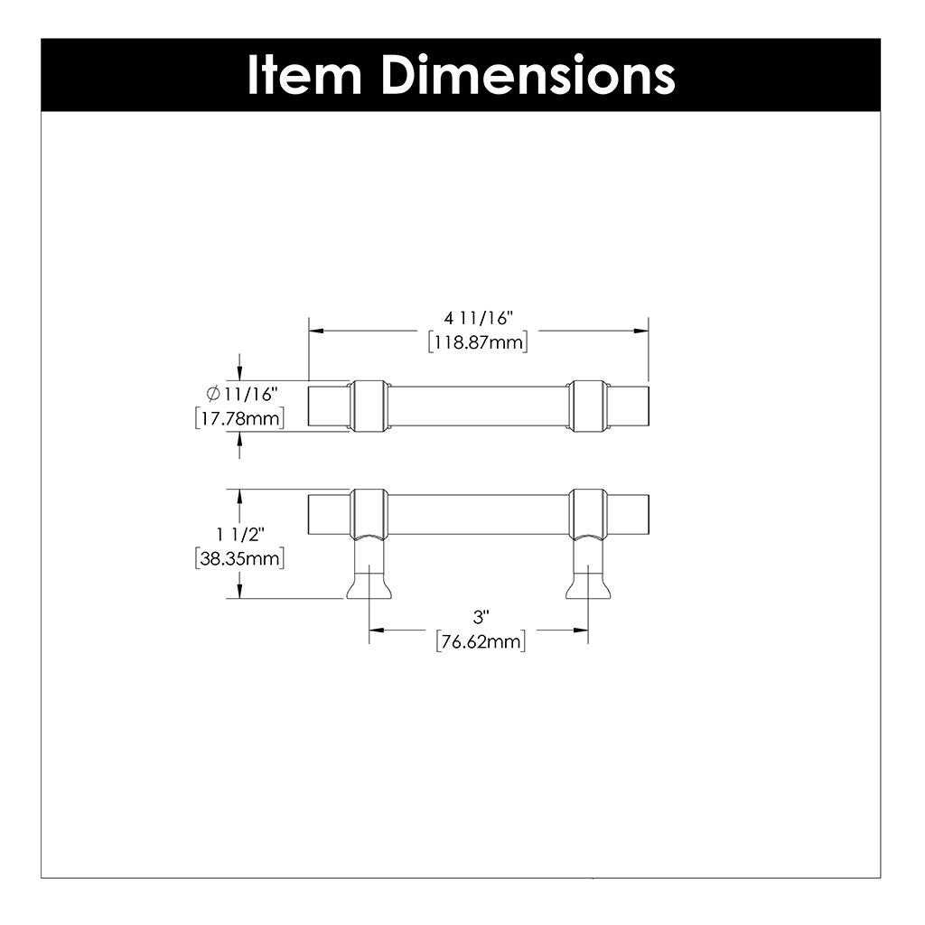 HICKORY Crystal Palace Handle Cabinet Pulls in Matte Black and Clear 3" HH075857-CAMB Specs
