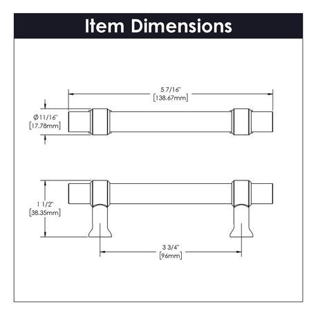 HICKORY Crystal Palace Handle Cabinet Pulls in Matte Black and Clear 96mm H079518-CAMB Specs