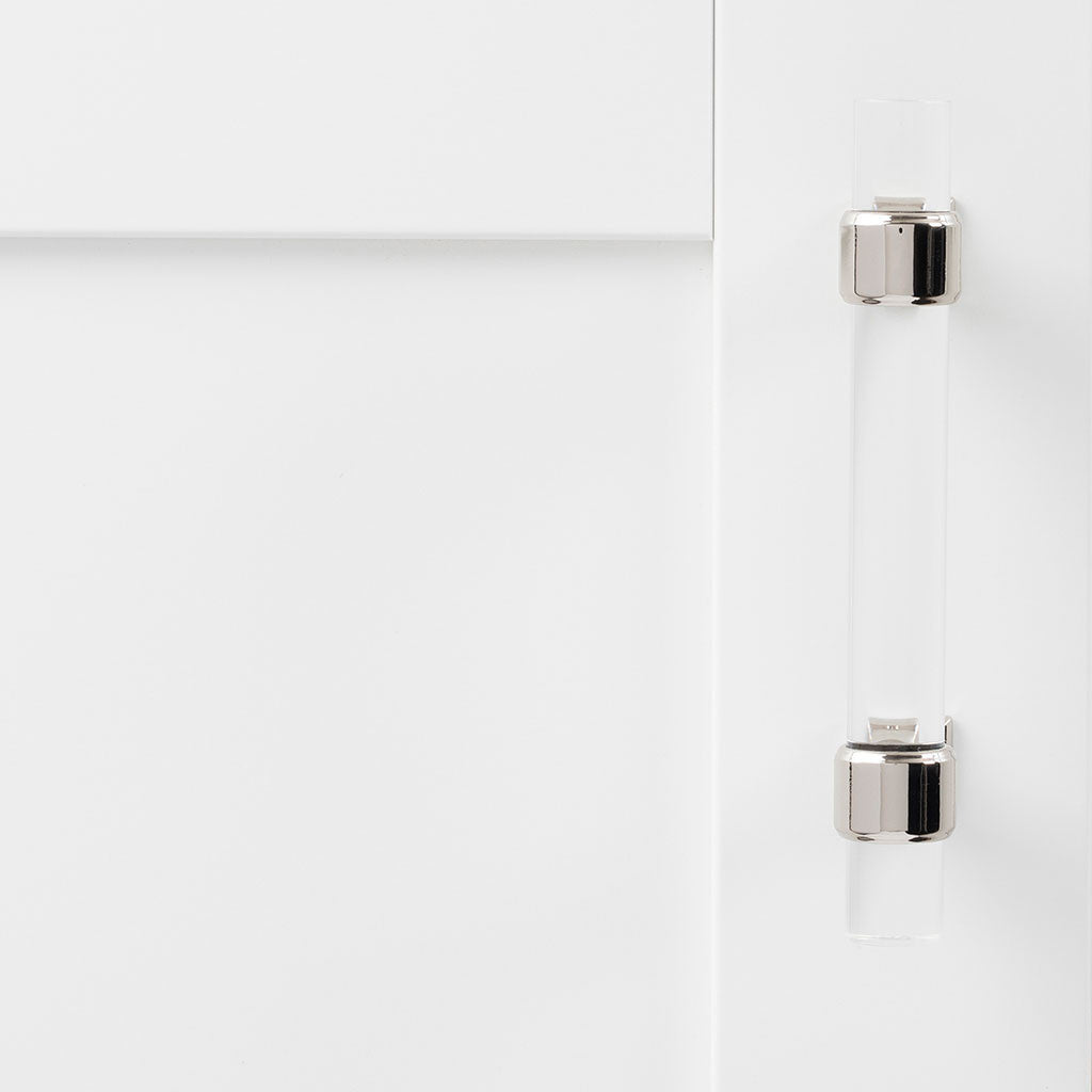 HICKORY Crystal Palace Handle Cabinet Pulls in Polished Nickel and Clear 3" HH075857-CA14 Mounted