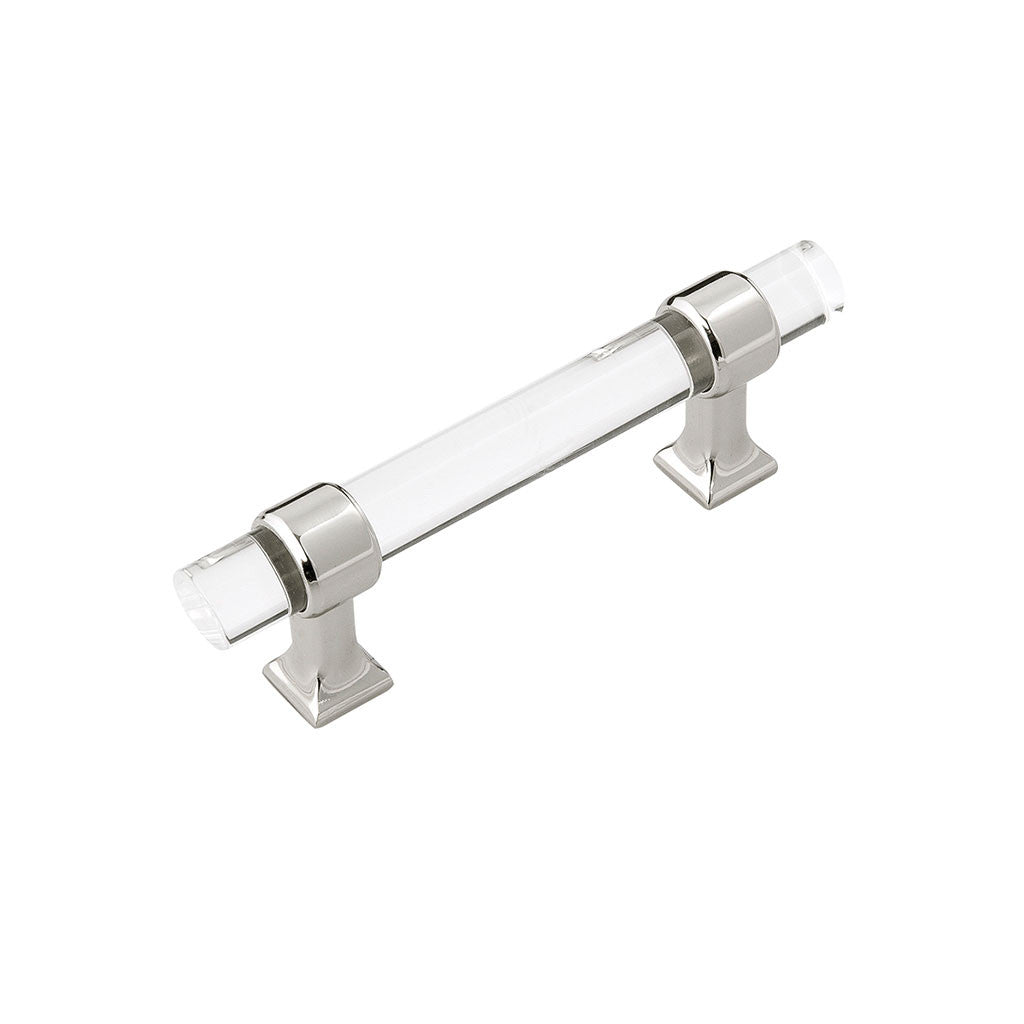 HICKORY Crystal Palace Handle Cabinet Pulls in Polished Nickel and Clear 3" HH075857-CA14