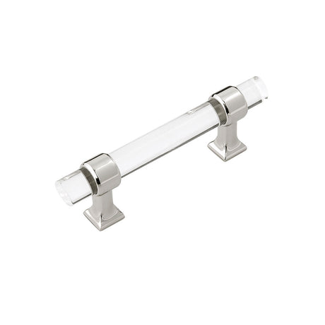 HICKORY Crystal Palace Handle Cabinet Pulls in Polished Nickel and Clear 3" HH075857-CA14
