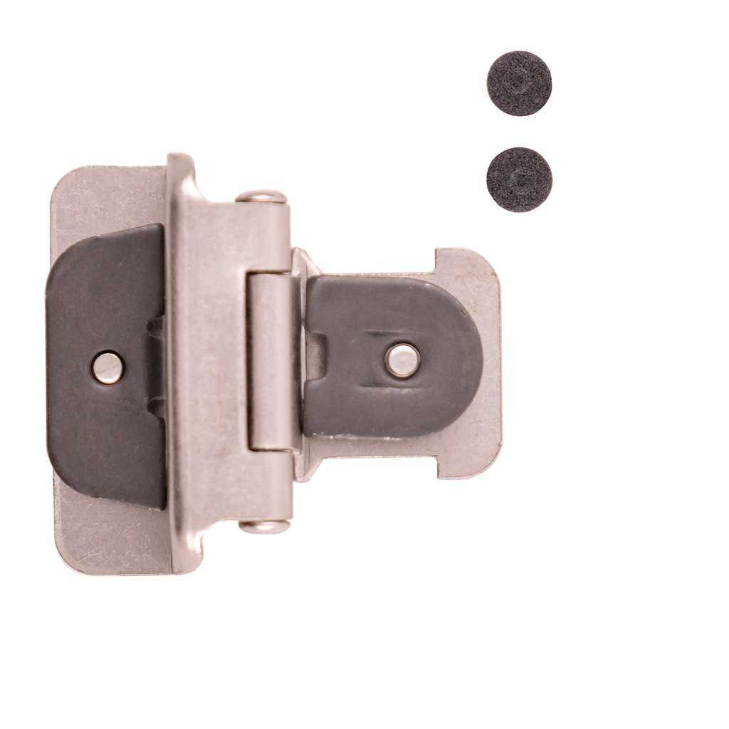 HICKORY Double Demountable 1/2" Overlay Partial Wrap Cabinet Hinge (pair) in Satin Nickel P5310-SN Open Top
