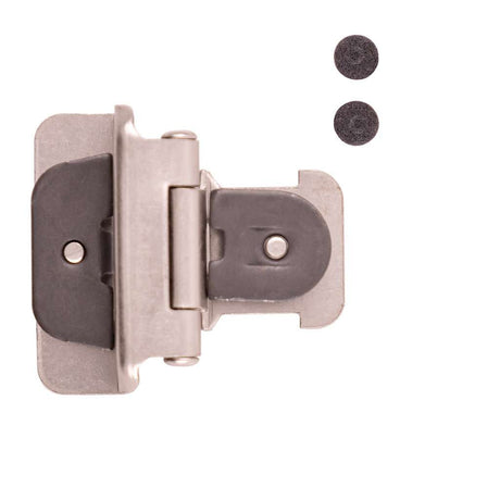 HICKORY Double Demountable 1/2" Overlay Partial Wrap Cabinet Hinge (pair) in Satin Nickel P5310-SN Open Top