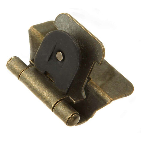Hickory Double Demountable 1/4" Overlay Partial Wrap Cabinet Hinge (pair) in Antique Brass P5311-AB Angle