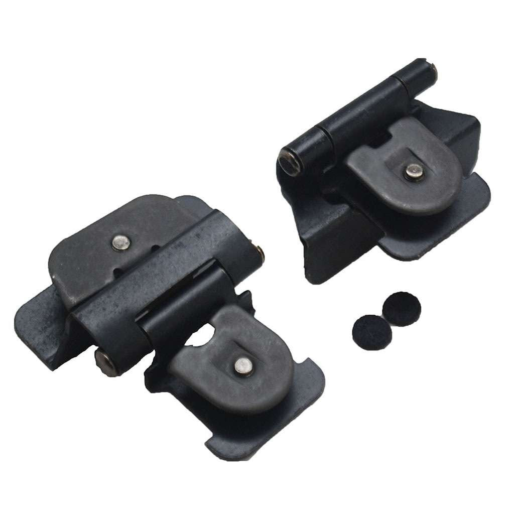 Hickory Double Demountable 1/4" Overlay Partial Wrap Cabinet Hinge (pair) in Black Iron P5311-BI Pair